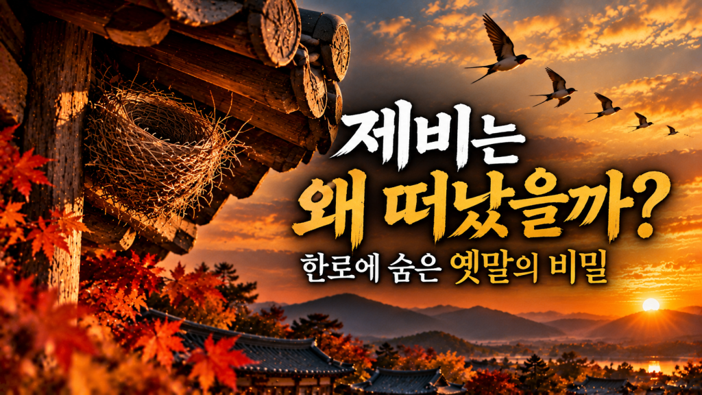 한로 무렵 처마 아래 제비와 가을 풍경